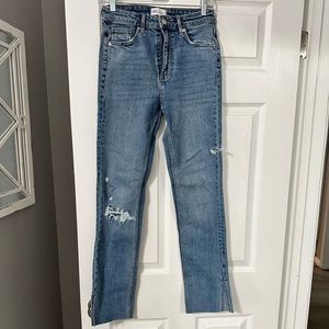 Zara Hi Rise Slim Fit Split Leg Jean